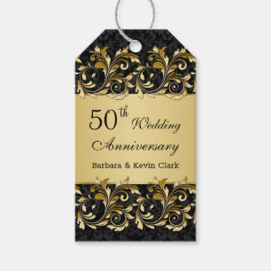 Golden swirls 50th Wedding Anniversary Gift Tags