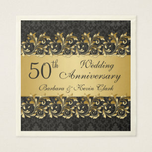 Golden swirls 50th Wedding Anniversary Napkins