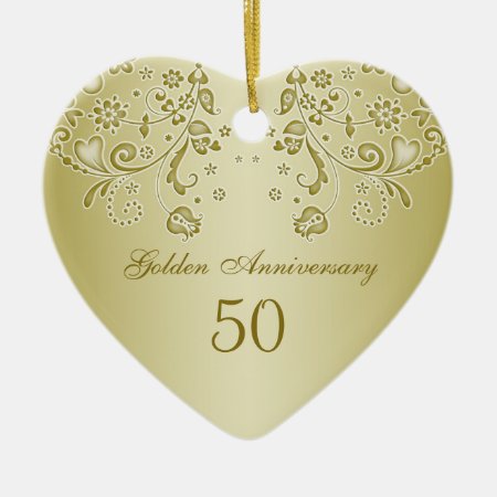 Golden Swirls 50th Wedding Anniversary Ornament
