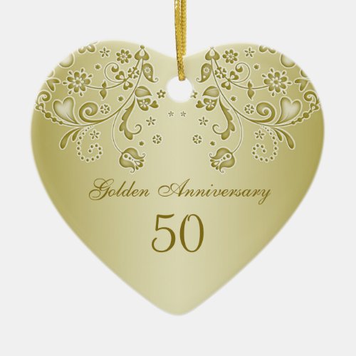 Golden swirls 50th Wedding Anniversary Ornament