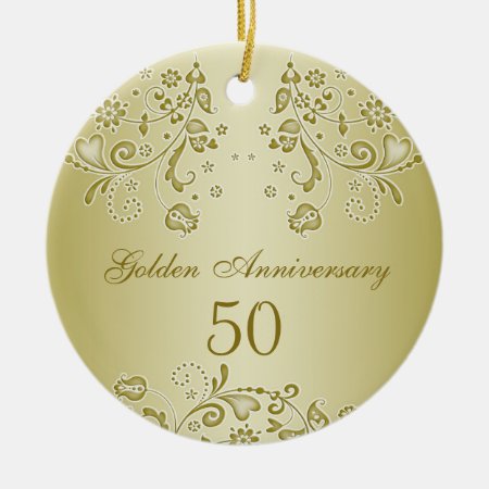 Golden Swirls 50th Wedding Anniversary Ornament
