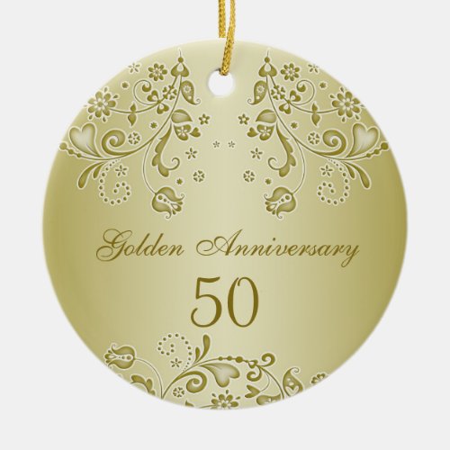 Golden swirls 50th Wedding Anniversary Ornament