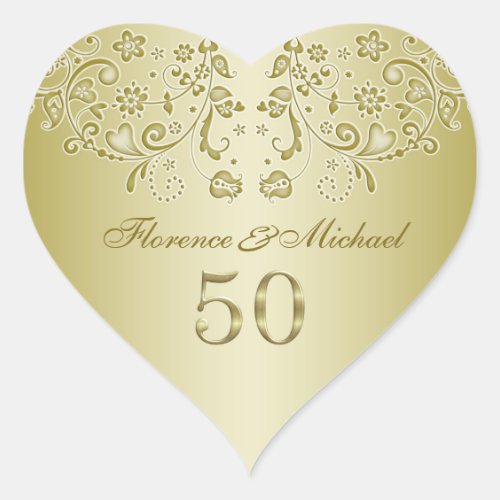 Golden swirls 50th Wedding Anniversary Sticker