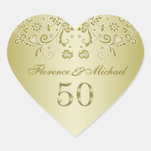 Golden swirls 50th Wedding Anniversary Sticker