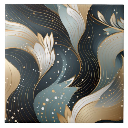Golden Swirls Ceramic Tile