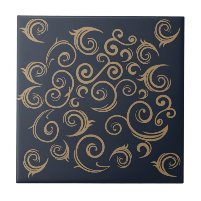 Golden Swirls Ceramic Tile (Front)