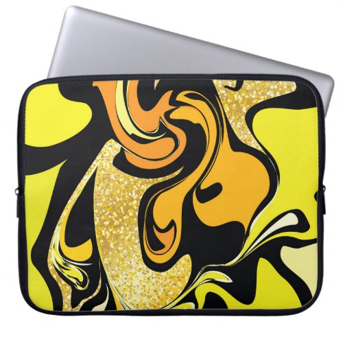 Golden Swirls Marble Texture Background Laptop Sleeve