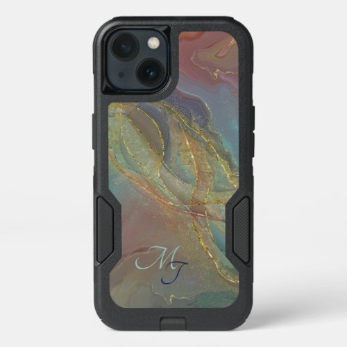 Golden swirls pastel background iPhone 13 case