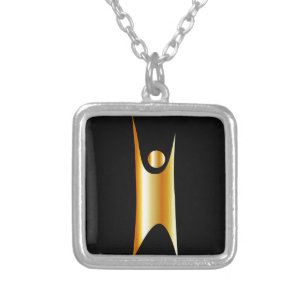 Golden symbol of Humanism Silver Plated Necklace