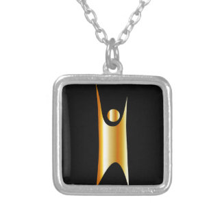 Golden symbol of Humanism Silver Plated Necklace