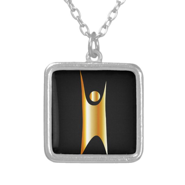 Golden symbol of Humanism Silver Plated Necklace (Front)