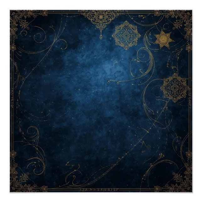 Golden Symbols on Indigo Sky  Poster (Front)