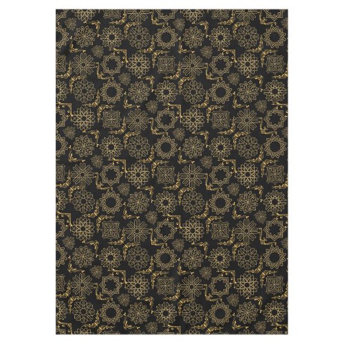 Golden Symbols Pattern 12bw Black BG Tablecloth