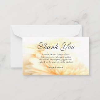 Golden Sympathy Funeral Floral & Photo Thank You Note Card