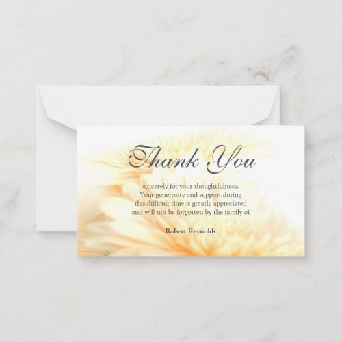 Golden Sympathy Funeral Floral  Photo Thank You Note Card