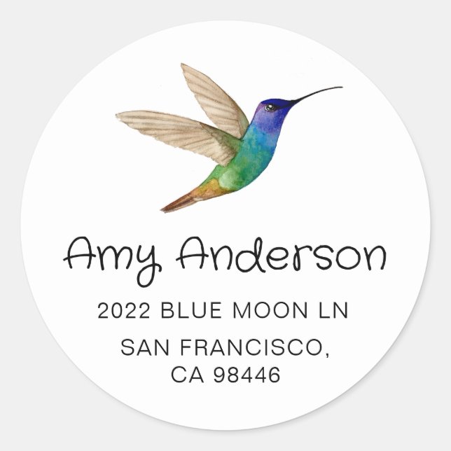 Golden-tailed Sapphire Hummingbird Classic Round Sticker (Front)