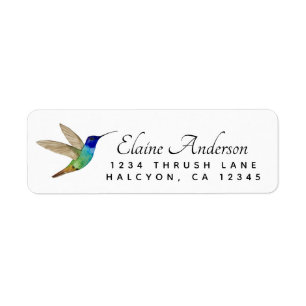 Golden-tailed Sapphire Hummingbird return address  Label
