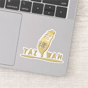 Golden Taiwan Map Sticker