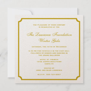 Golden tan square frame corporate holiday formal invitation