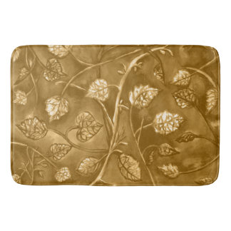 golden tan undulating leaves bath mat
