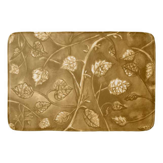 golden tan undulating leaves bath mat (Front)
