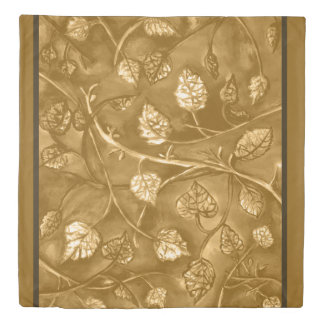 golden tan undulating leaves duvet cover