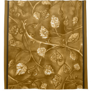 golden tan undulating leaves shower curtain