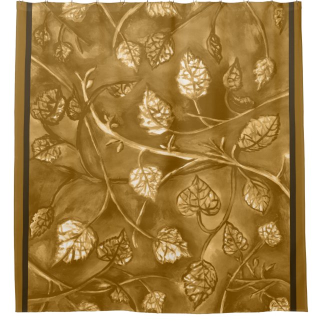 golden tan undulating leaves shower curtain (Front)