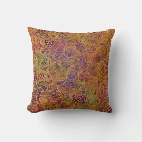 Golden Tapestry Throw Pillow