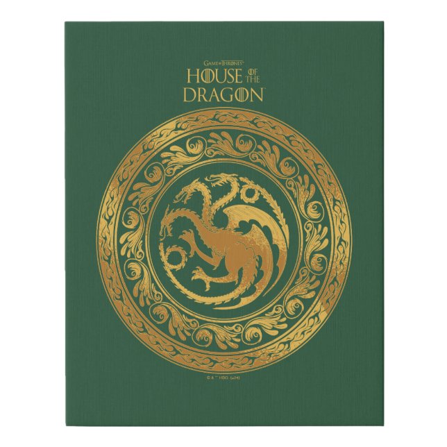 Golden Targaryen Crest Faux Canvas Print (Front)