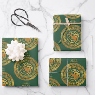 Golden Targaryen Crest Wrapping Paper Sheets