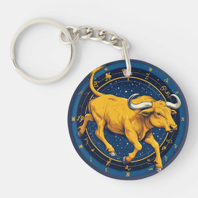 Golden Taurus Bull Keychain (Front)