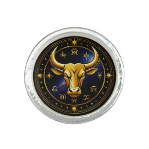 ♉ Golden Taurus Bull Zodiac Astrology Lovers Gift Ring