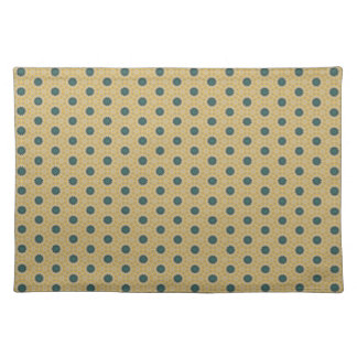 Golden Teal Medallion Tile Pattern Cloth Placemat
