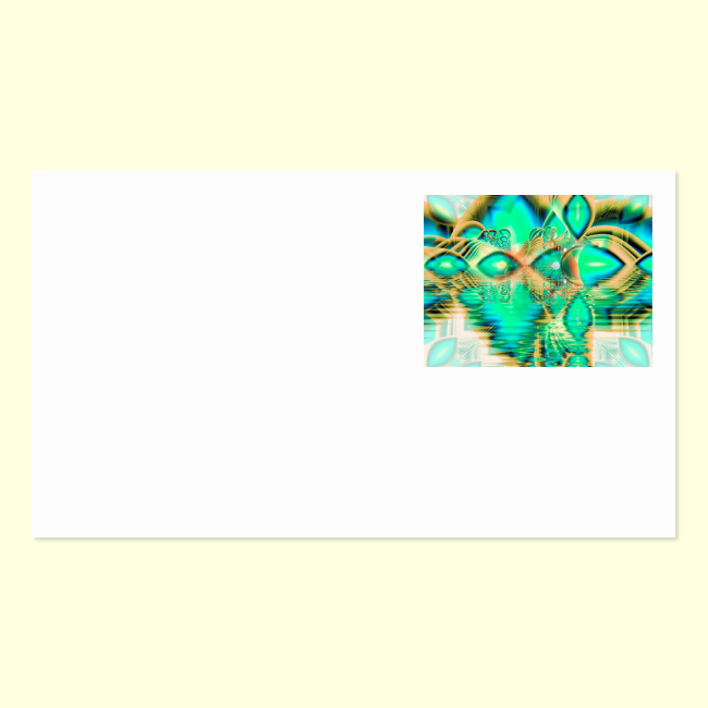 Golden Teal Peacock, Abstract Copper Crystal Double-Sided Standard Business Cards (Pack Of 100)