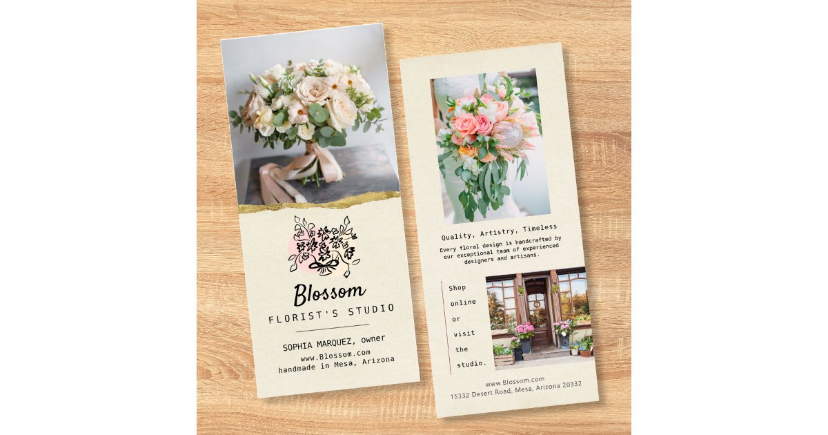 Golden Tear Fowers Creative Marketing Rack Card | Zazzle