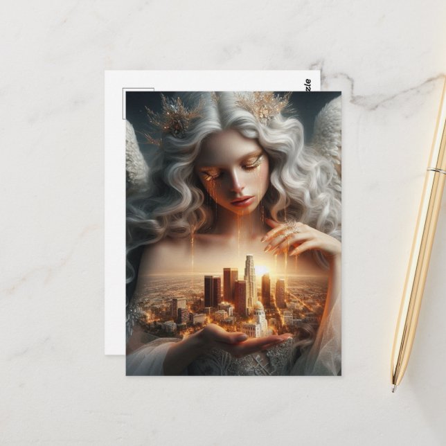 Golden Tears for the City of Angels Postcard (Front/Back In Situ)