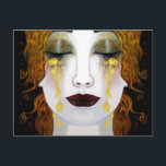 Golden Tears, Gustav Klimt inspiration full face. Postcard<br><div class="desc">Golden Tears,  Gustav Klimt inspiration full face.</div>