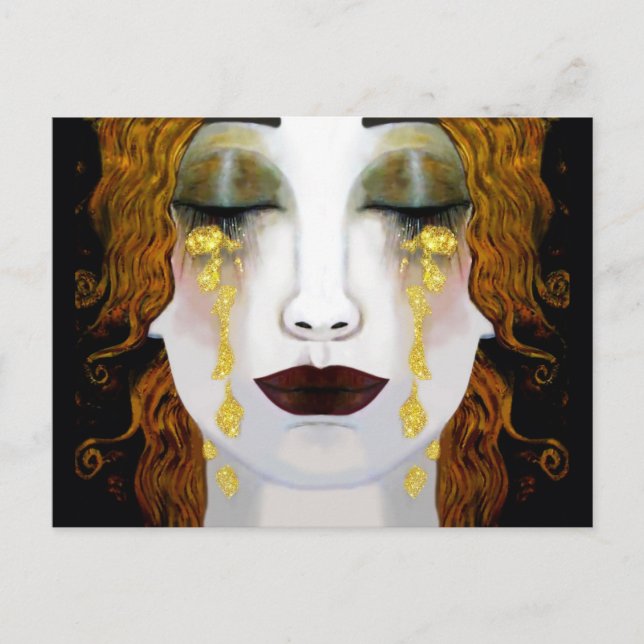 Golden Tears, Gustav Klimt inspiration full face. Postcard (Front)