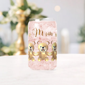 Golden Teddy Bear Can Glass