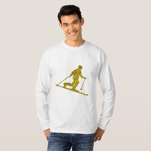 Golden Telemark skiing Long Sleeve T_Shirt