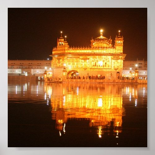 Golden Temple Amritsar North India at Night Poster