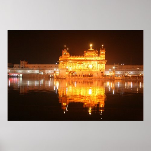 Golden Temple Amritsar North India at Night Poster