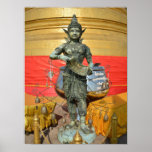 Golden Temple Guardian at Wat Saket in Bangkok Poster