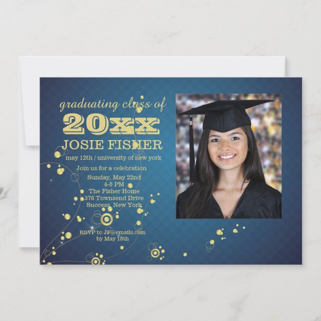 Golden Tendrils Photo Invitation (Front)