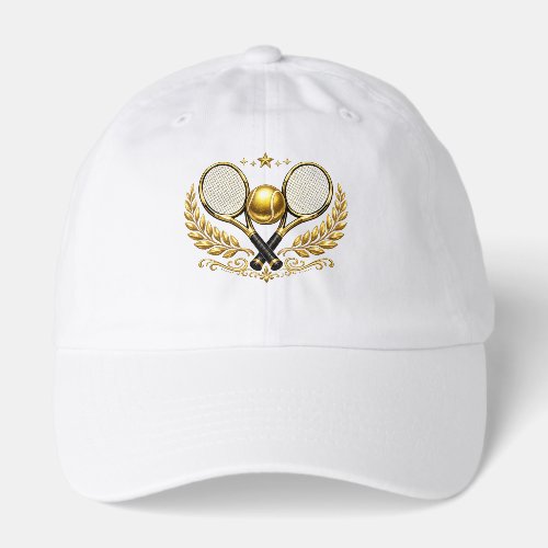 Golden Tennis Rackets Royal Champion Crest Hat
