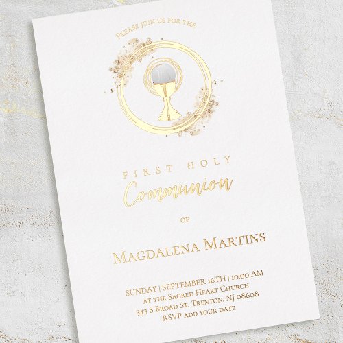 Golden text and design First Communion