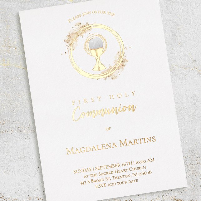Golden text and design First Communion Foil Invitation (Creator Uploaded)
