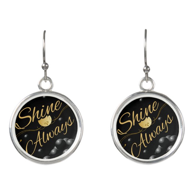 Golden Text Solar System Design Earrings (Front)
