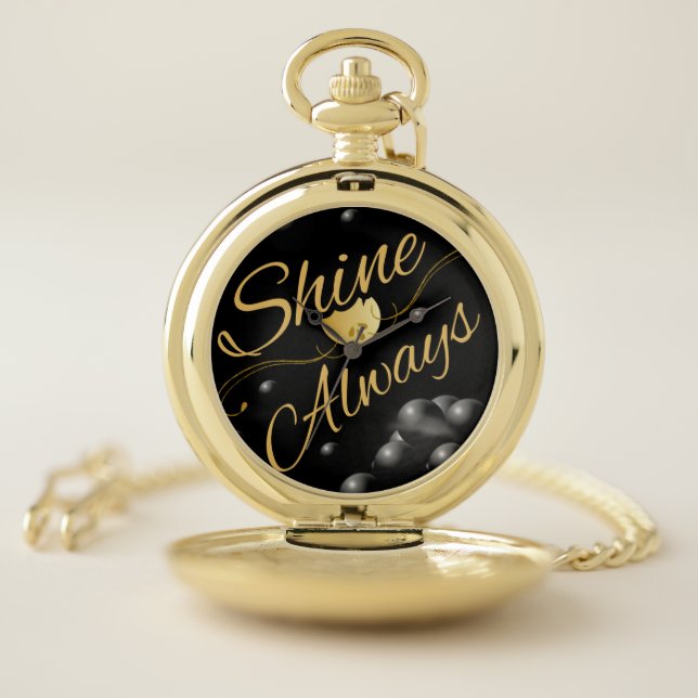 Golden Text Solar System Design Pocket Watch (Inside)